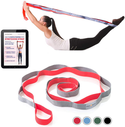Sport2People Stretching Strap for Yoga, Flexibility, Rehabilitation - 2 Free Exercise Ebooks