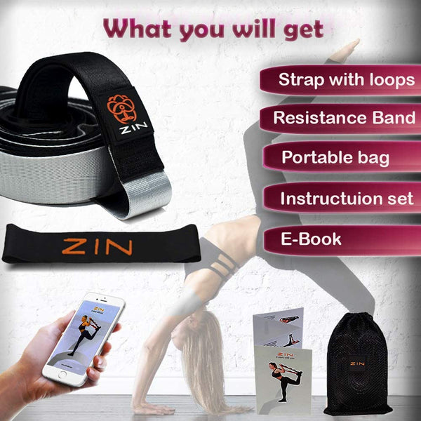 ZIN Stretching Strap Yoga with Loops for Stretch.Yoga Stretch Strap for Hamstring Stretcher, Exercise Yoga Strap for Stretching.
