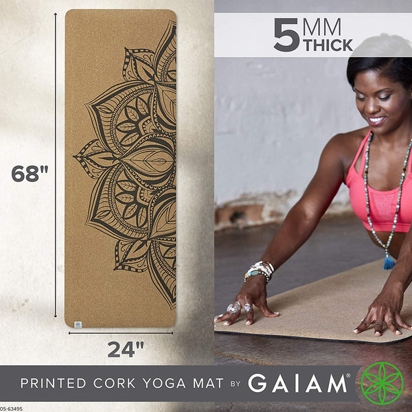 Gaiam Cork Yoga Mat | Natural Sustainable Cork Resists Germs and Odor
