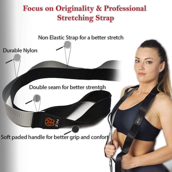 ZIN Stretching Strap Yoga with Loops for Stretch.Yoga Stretch Strap for Hamstring Stretcher, Exercise Yoga Strap for Stretching.